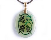 Curly Swirly Vine Botanical Necklace - Engraved Stone Pendant