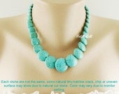 Statement Turquoise Necklace, Natural Light weight Turquoise Necklace, Sterling Silver Turquoise Necklace