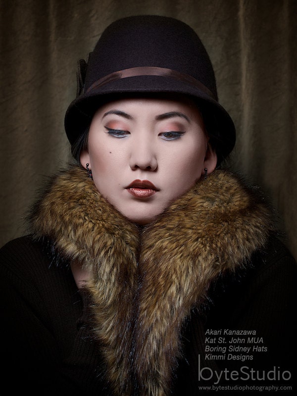 Fedora Hat - Brown Wool Homburg Fedora Hat