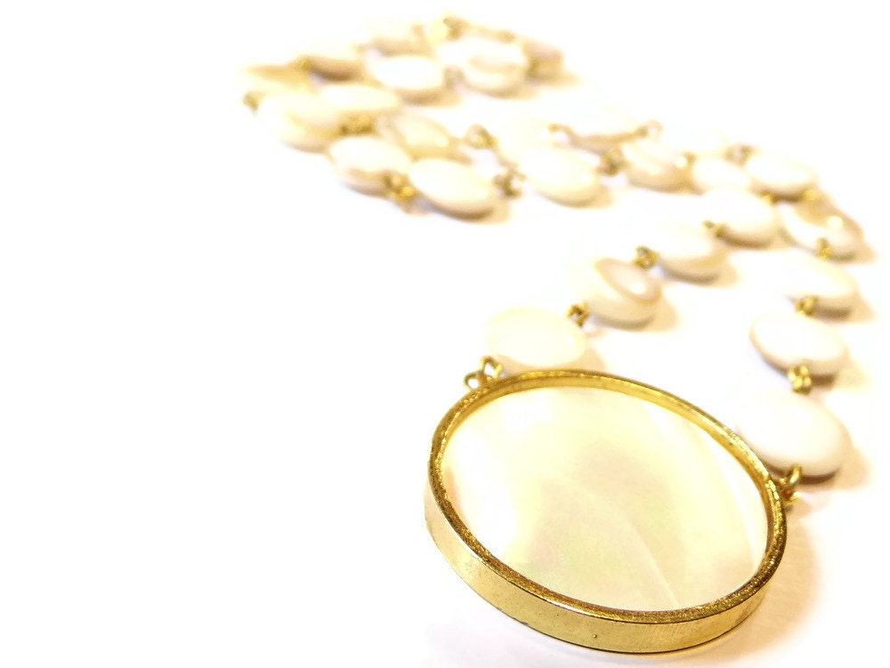 Mother of Pearl Beaded Necklace -- Fairest Of Them All -- Mermaid Necklace Jewellery