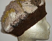Sale Freeform Crochet Scrumble Beret One Of A Kind Whites, Creams, Browns and Gold Free Shipping in USA
