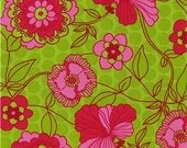 Fabric By The Yard 1 Yard designer hot pink green floral 100% cotton sewing quilting clothing