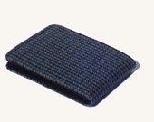 Slim blue houndstooth  tweed  men's wool wallet  - 7 pocket billfold - water resistant lining - blue dogtooth tweed wallet - Italiacraft