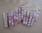 SALE - Clothespins Clips - Summer Sherbet - Stripes  - Set of 12