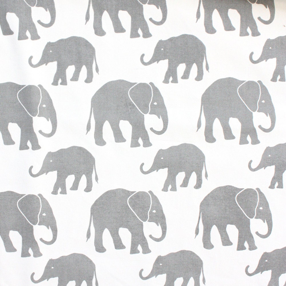 Fabric by the Half Yard -  Grey Elephants