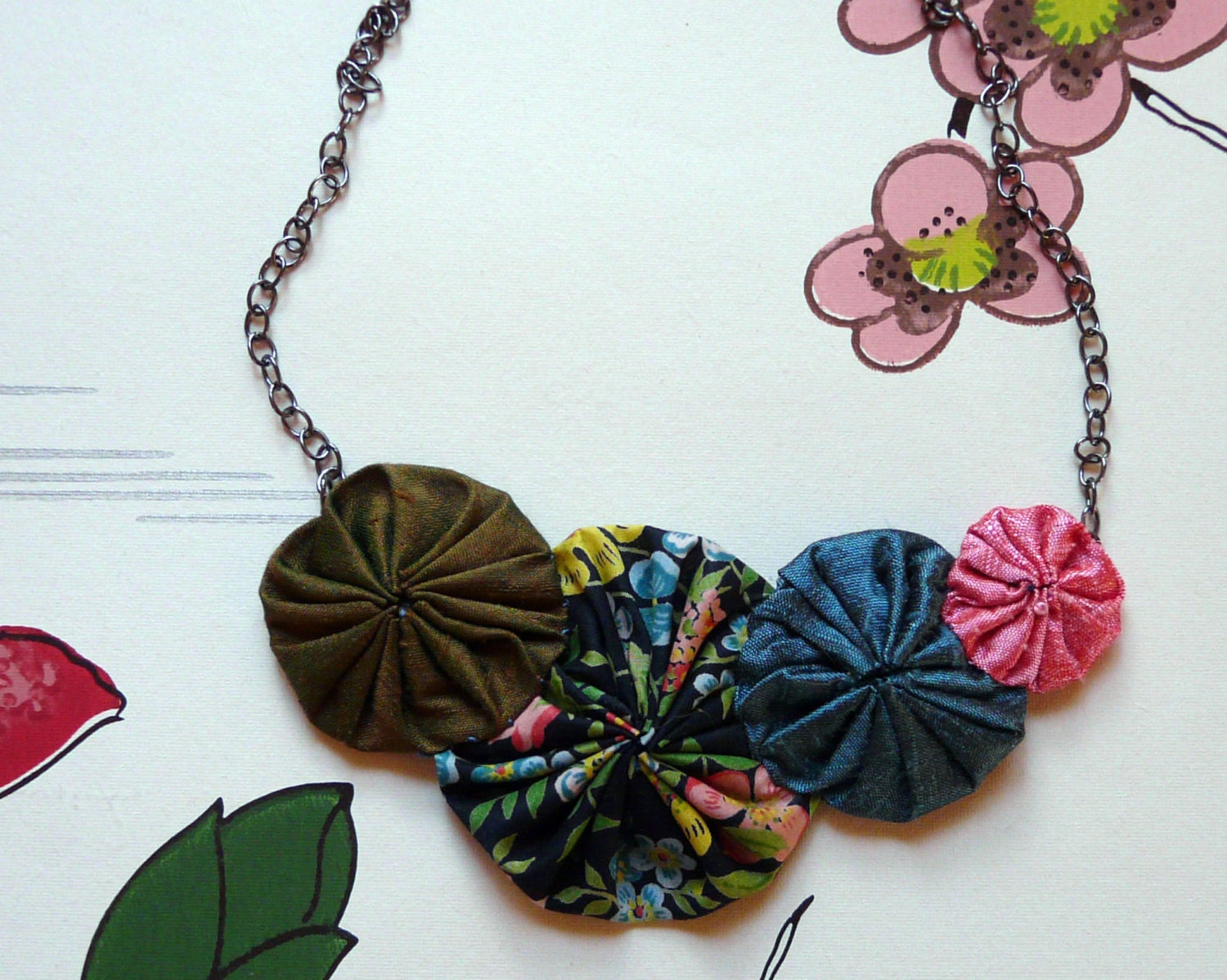 sweet liberty - cotton and silk yoyo necklace