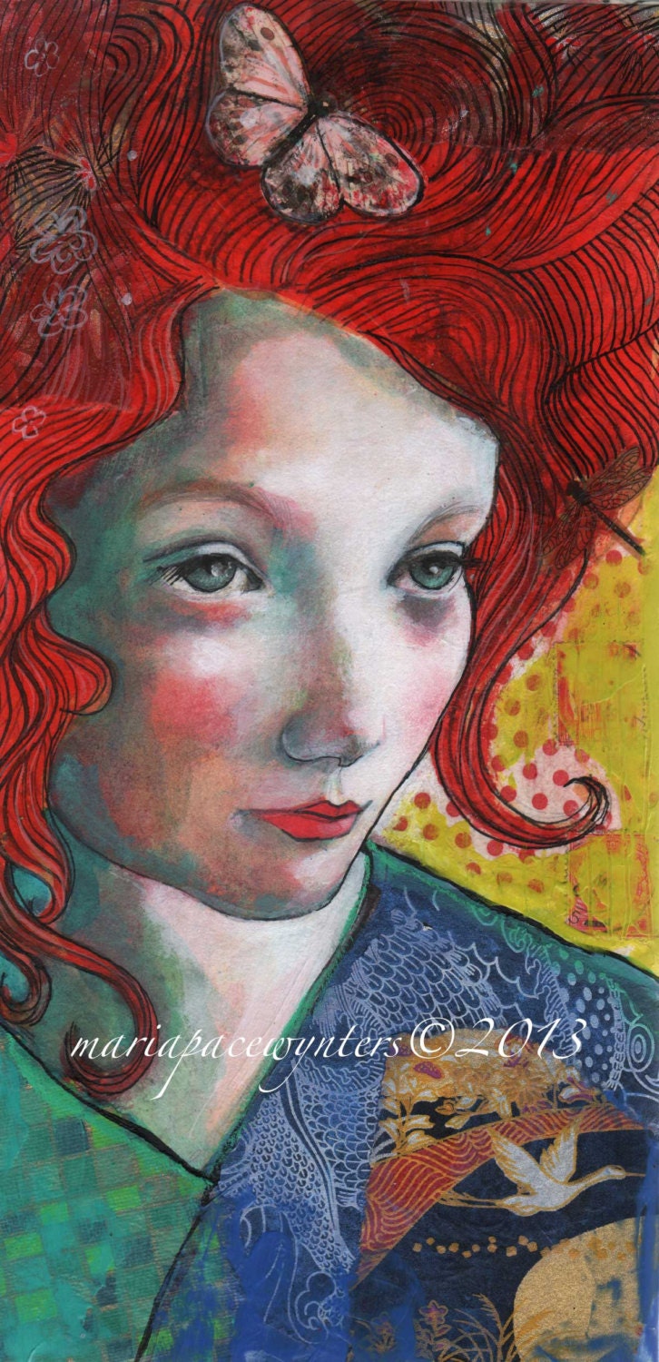 Expectant- Original mixed media painting by Maria Pace-Wynters