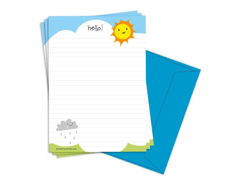 Sun and Rain Letter Set - A5 writing paper and envelopes