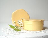 2 Celluloid Powder Boxes - Vintage Deco Vanity -  Ivory Bakelite Plastic