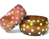Polka Dot Wood Bangle- S - XL