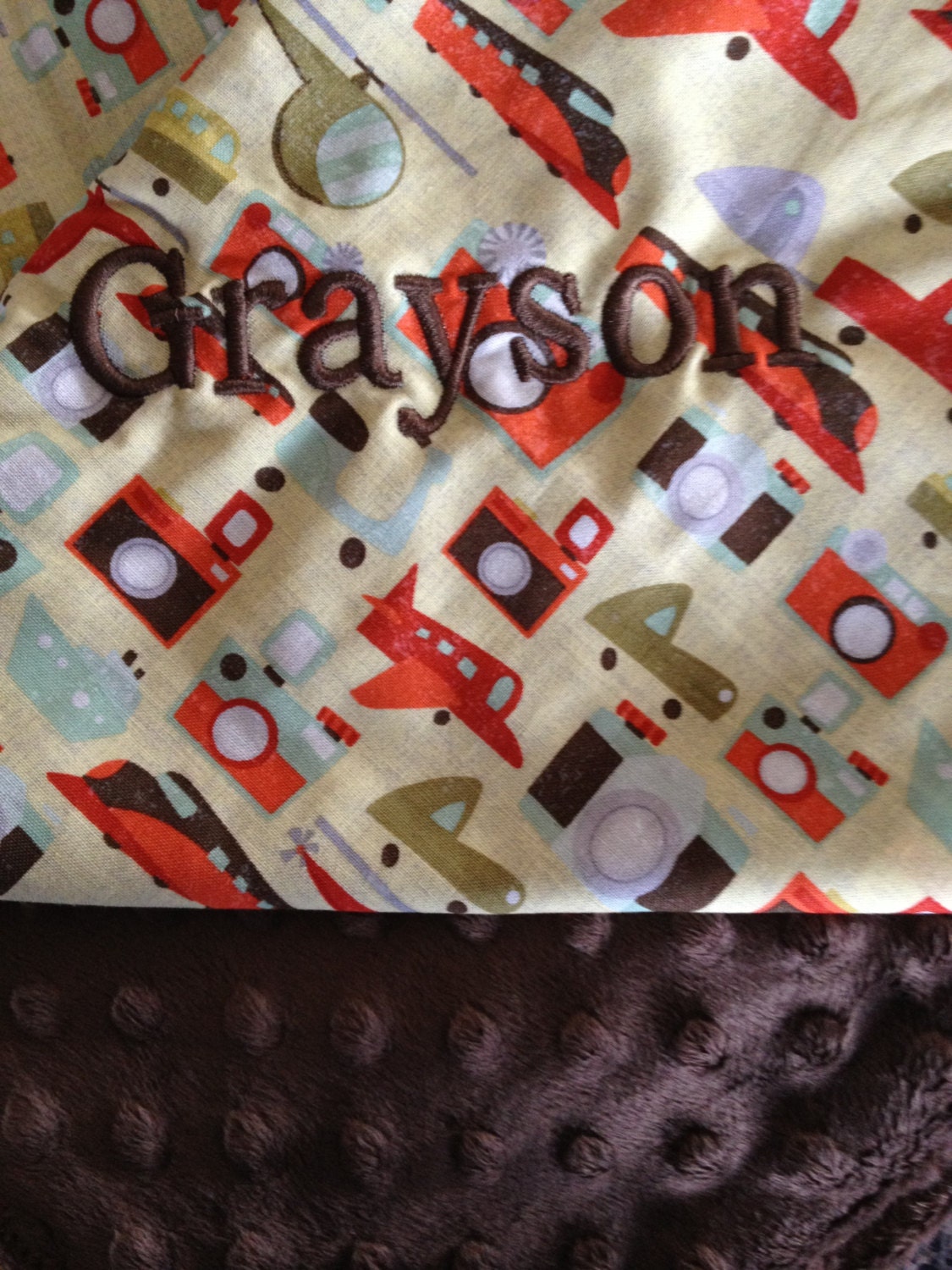 Boy Baby Blanket  - Personalized Boy Baby Gift - Minky Baby Blanket - Vintage Transportation