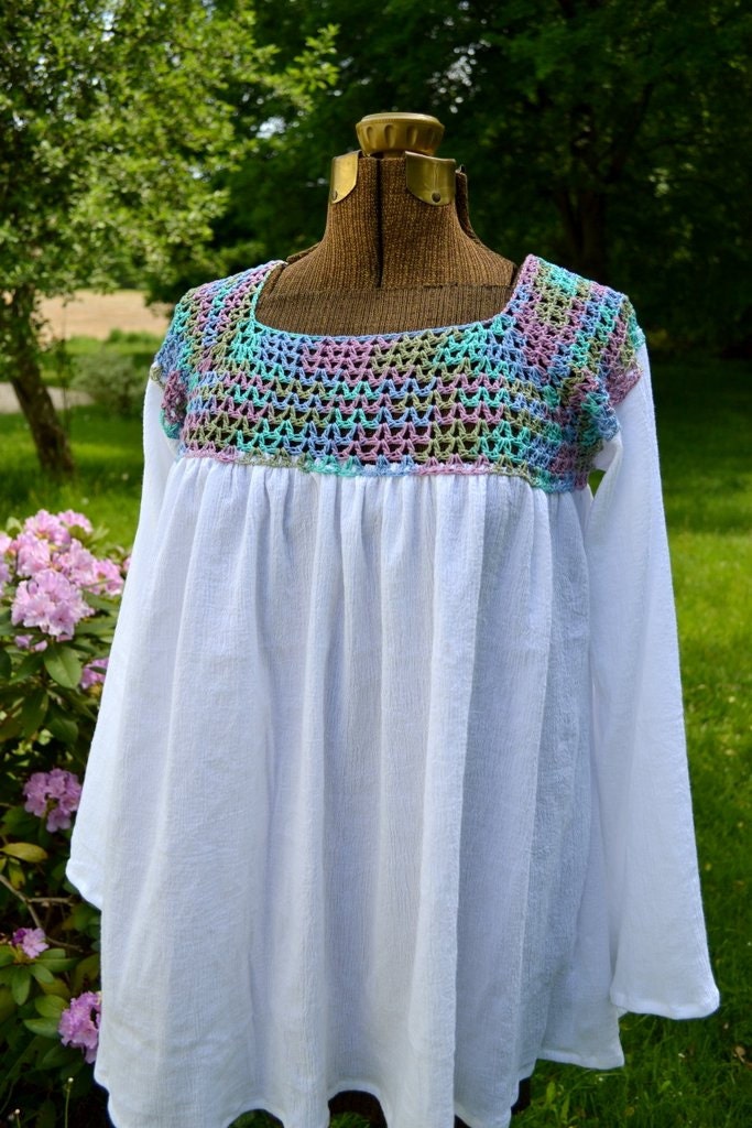 Beach Coverup Crochet Pattern Peasant Style Blouse Crochet Top