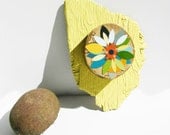 Summer BloomOriginal paper collage by Tracy Melton on reclaimed plywood from the sea modern art on wood