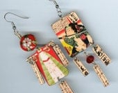 Samurai Earrings Japanese Ukiyo e Asymmetrical