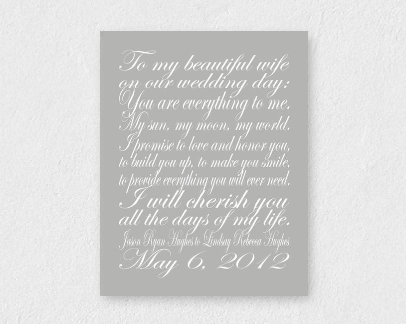 Marriage Vows, ANY COLOR Custom Wording Personalized Wedding Sign, First Year Paper Anniversary, 11x14 Script Font