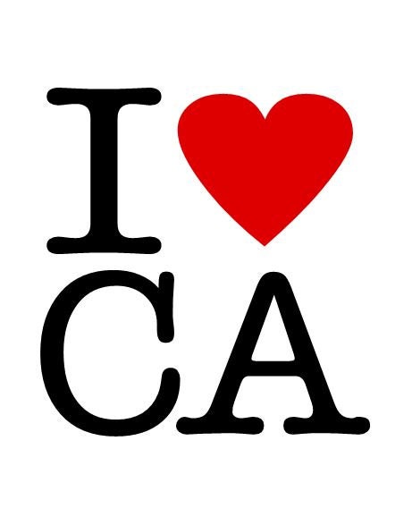 California State Pride Art, Choose YOUR STATE, I Heart CA, Any Color, 8x10 Home Decor Wall Art Print