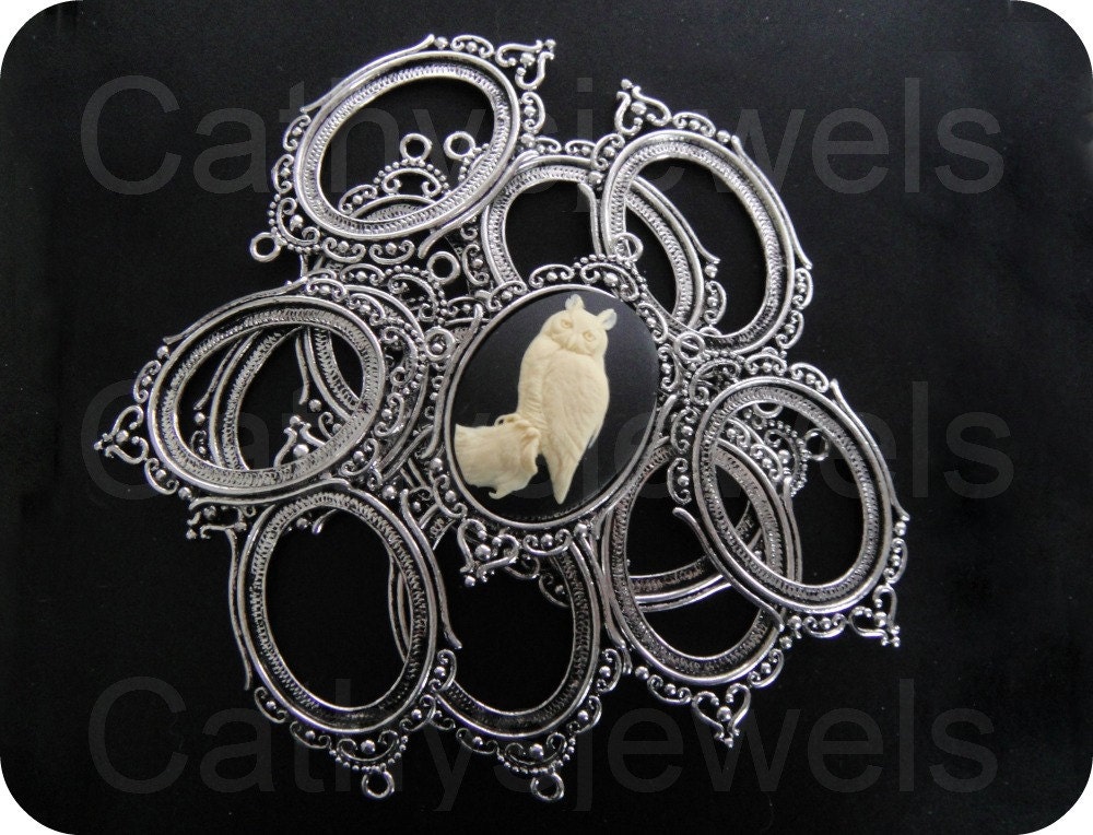 Regency Antique Silver 40x30 Cameo Settings 12 Pieces