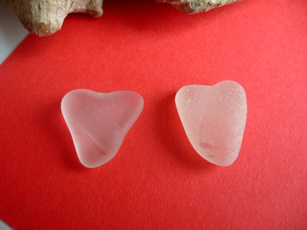 TWO OF HEARTS Beautiful Sea Glass Hearts from Rims and Threads by Lake Erie Beach Glass