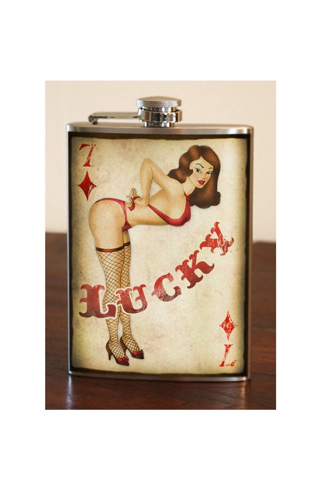 Lucky 7 - stainless steel flask - 8 oz.