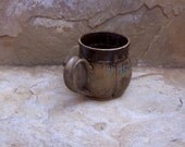 Weathered Bronze and Burnt Iron Brown Handmade Stoneware Ceramic Pottery Wee Mug Cup