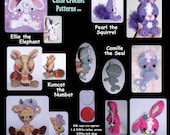 Six Milk Cap Cutie Digital PDF Crochet Patterns Elephant Bunny Rabbit Seal Giraffe Squirrel Numbat