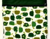 Double Pocket Wet Bag / Large 14 x 16 x 4 / Adjustable Strap / Kaufman Urban Turtles / Diapers / Gym / Swim / SEALED SEAMS