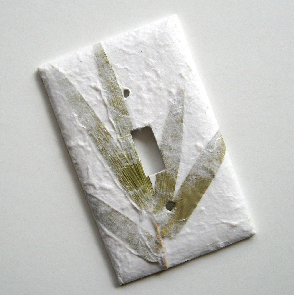 Wild Palm Nature Switch Plate - Handmade Paper, Natural, Rustic, Summer, Beach, Wall Plate, Home Decor