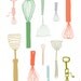 I Love Your Utensils - Digital illustration, Print Set, kitchen art set, cooking, chef, kitchen artwork