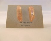 Tangerine Aura Quartz Stud Earrings - 2