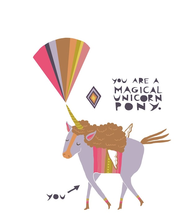 Magical Unicorn Pony - 8x10 print