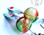 Wind of Summer - Edo Furin Style Wind Chime Earrings with Gold fish Tanzaku
