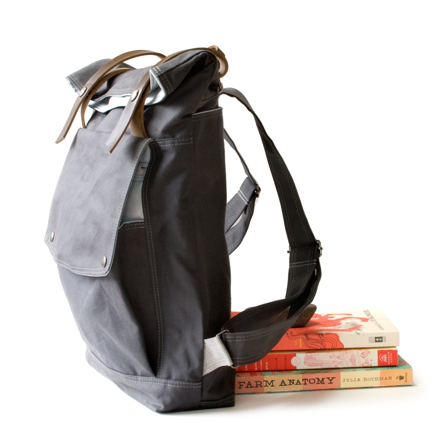 The Backpack in gunmetal gray