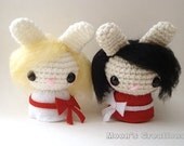 Snow White and Rose Red Moon Buns - Amigurumi Fairy Tale Bunny Rabbit Dolls