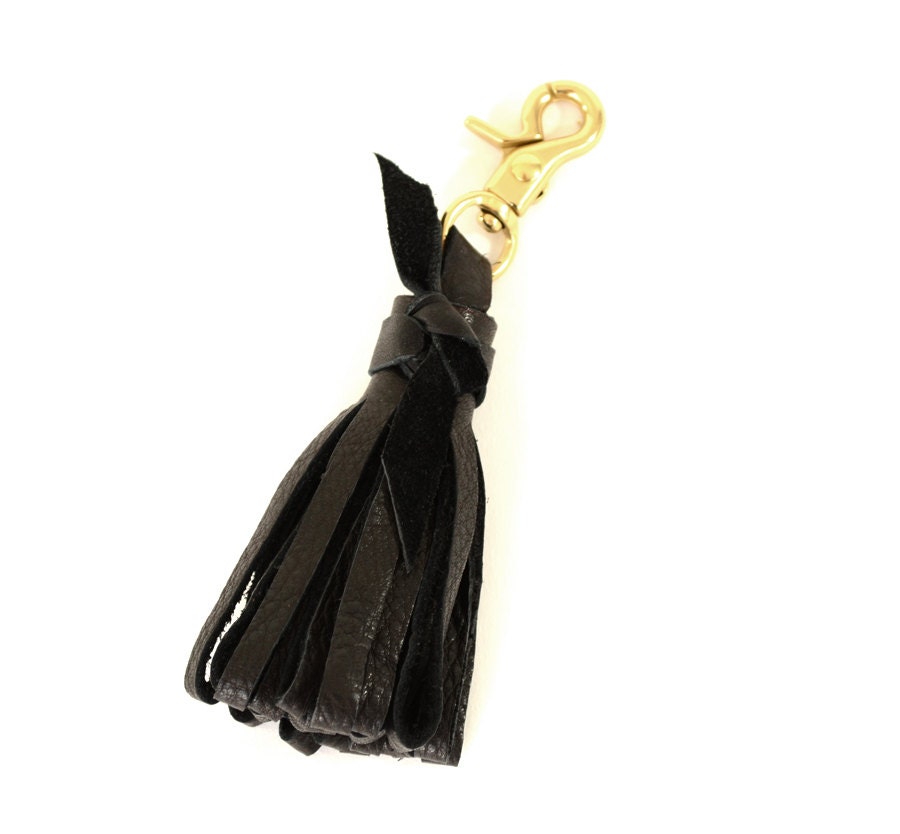Black Leather Folded Tassel