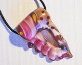 Pink and cacao cream Lampwork glass bead pendant  portal winged talisman, handmade necklace or focal bead, designer art glass lamp work
