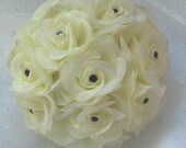 6.5in Glittered Icy Rose Kissing Balls, Frosted Icy Roses, many colors, red, green,blue, pink, yellow, lavender
