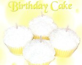 4 Birthday Cake Cupcake Candle Minis Vanilla Scent Yellow