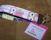 PETUNIAS' Key Fob - keyfob key chain owls purse accessories fabric gift wristlet