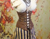 SALE-Nautical Navy Blue Stripe Mini Length Stagecoach Skirt - Made in breathable upholstery cotton