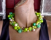 Granny Smith Apples...  a necklace made of vintage glass and lucite beads