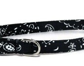 XS Dog Collar - Black Bandana - Size Extra Small Miniature Teacup