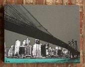 Brooklyn Bridge Wall Hanging on Stretched Linen - 16"x20"