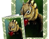 Set of Four Valentine's Day Chipmunk Cards by Melody Lea Lamb