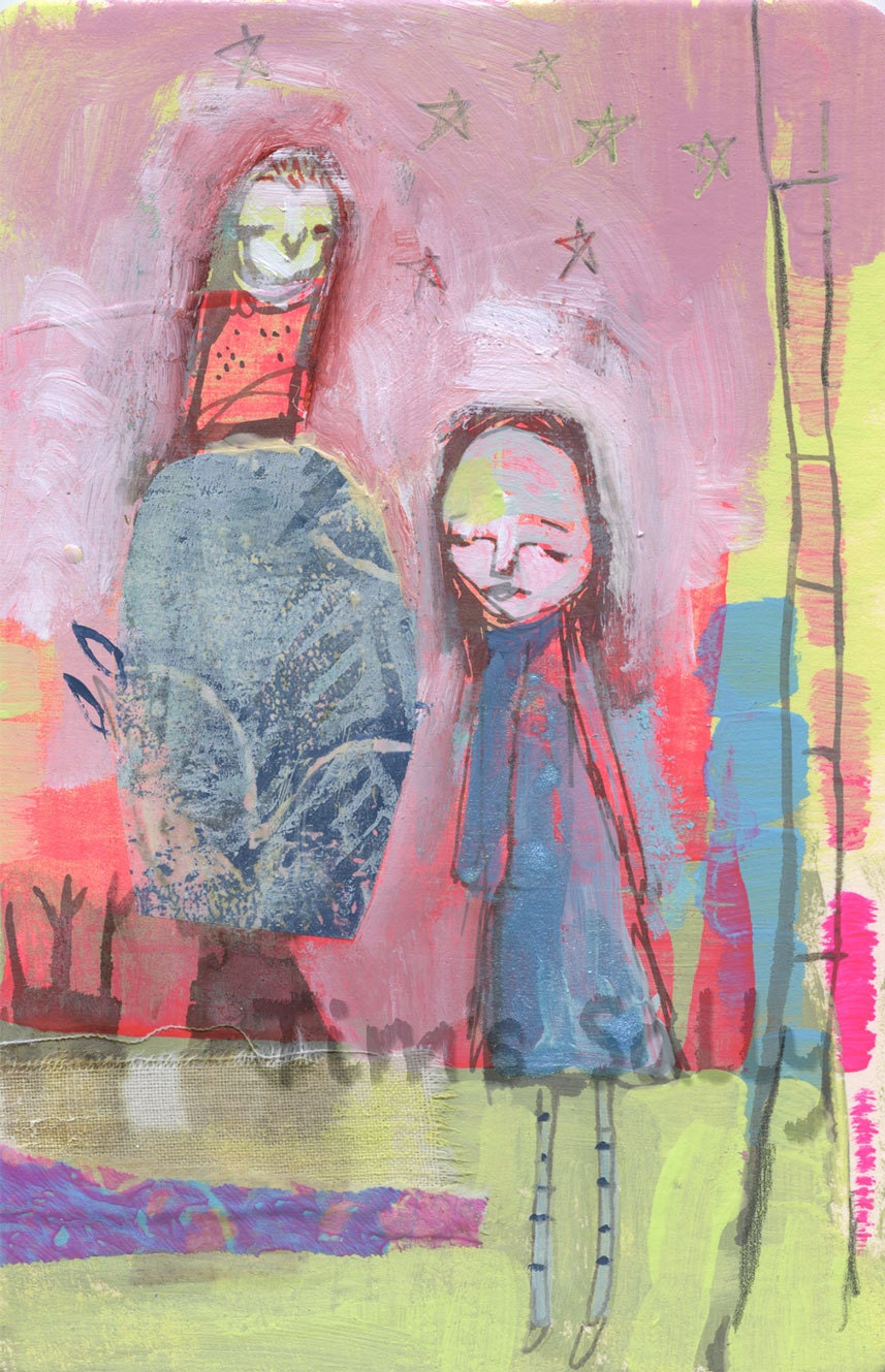 mixed media original painting - STILLNESS - by Mindy Lacefield