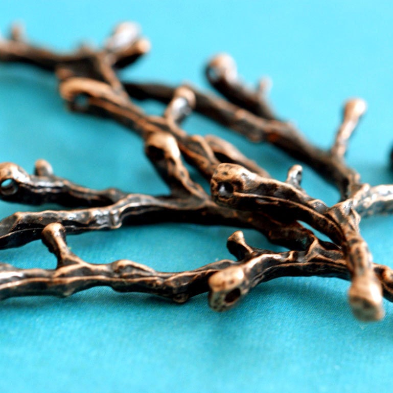 Lead Free 2pcs Big Antique Copper Branch Twig Chandelier Link Pendants A8831-R-FF