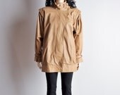 tan avant garde asymmetric leather jacket / s / m