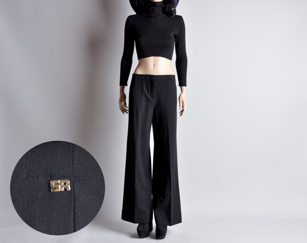 SONIA RYKIEL black wide leg pants / low rise / s / m