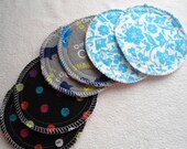3 Pairs Flannel Nursing Pads   (Neon Dots  /  Sharks / Aqua Damask)  4 layers of 100% cotton flannel