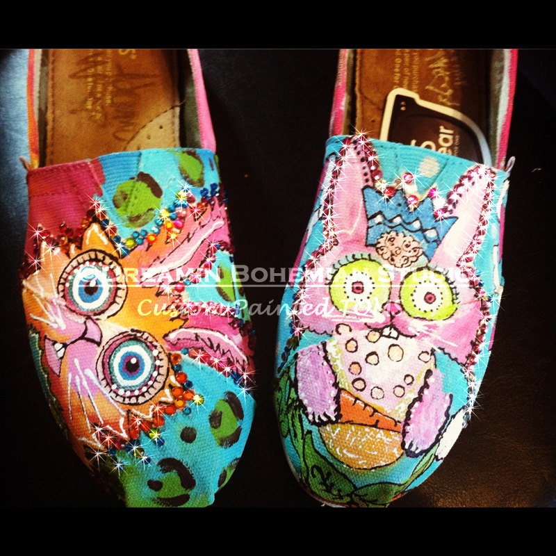 Dream in Color BUNNIES design hand painted on YOUR TOMS  design fee only