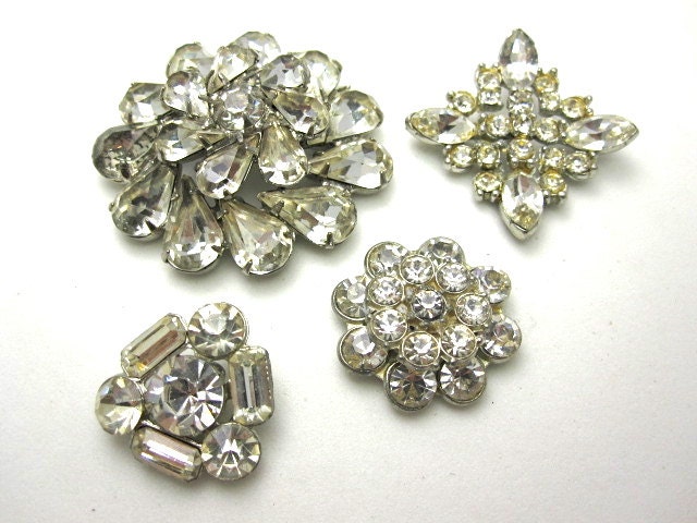 Vintage 1950s Lot Rhinestone Jewelry Components